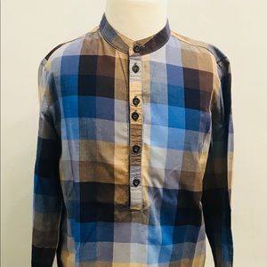 Euro Boys Dress Shirt Blue and brown